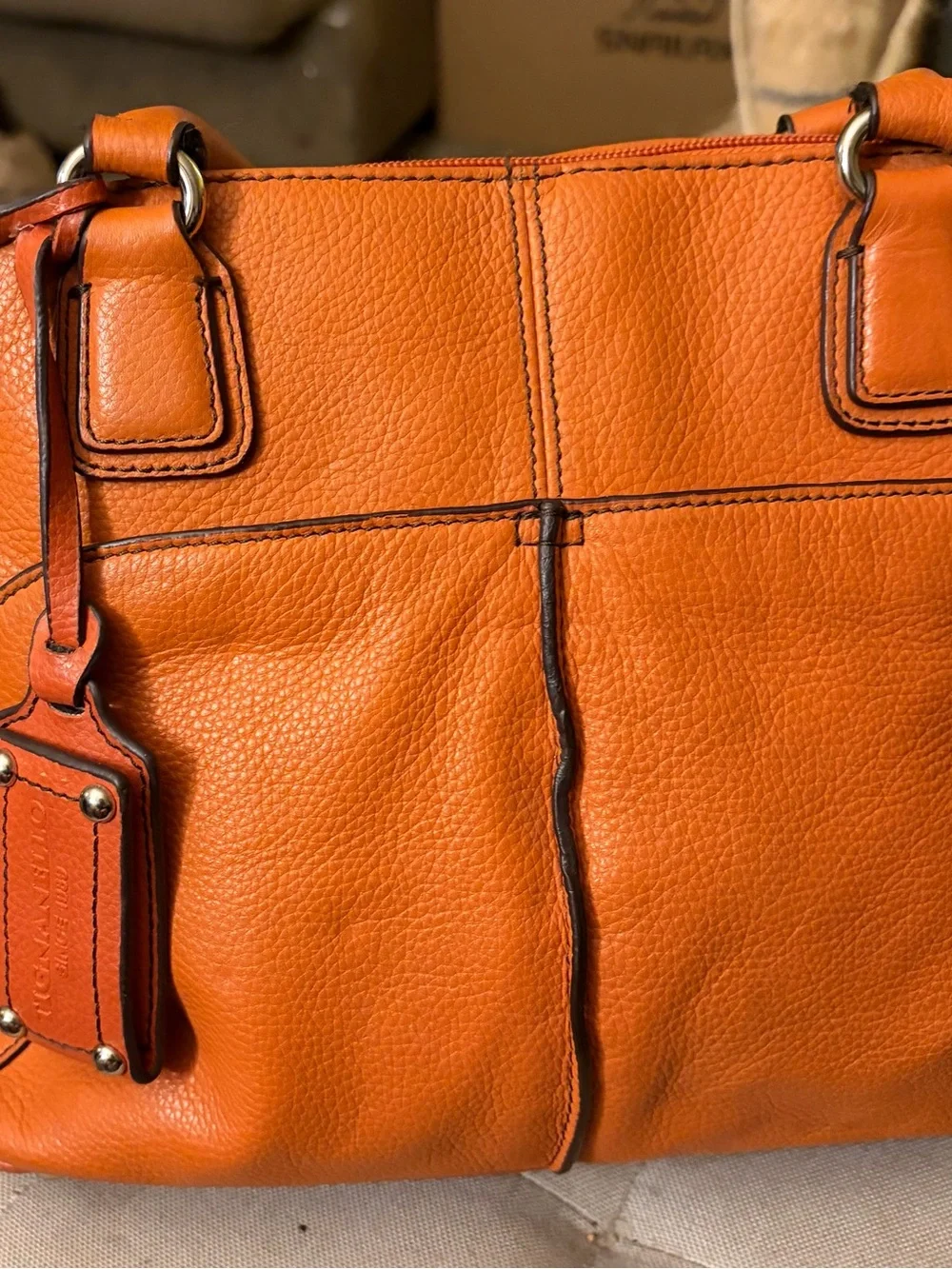 Tignanello Orange Leather Satchel